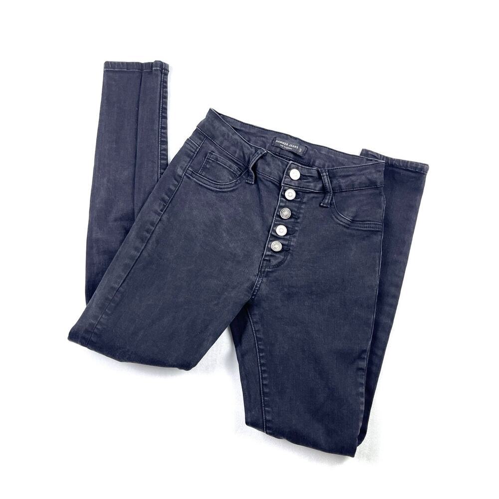 Hammer Jeans Los AnHammer Jeans Los Angeles Black Button Fly Skinny Denim Jeans